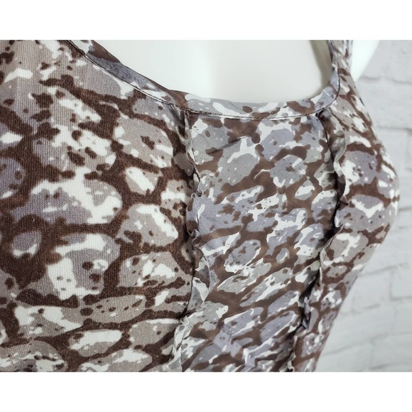 CAbi #967 Cobblestone Print Ruched Sleeveless Tank/Top ~ Size Medium - Picture 5 of 8